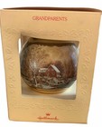 Vintage 1980 Hallmark Grandparents Keepsake Gold Glass Ornament Currier Ives