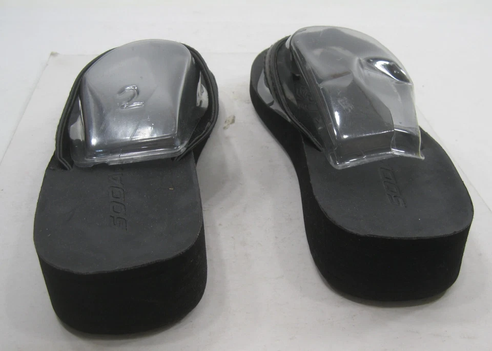 Sandalias Chanclas NEGRAS DE 1,5" PLATAFORMA TACÓN Sin Cordones MUJERES Talla 8 Foto 3 de 4