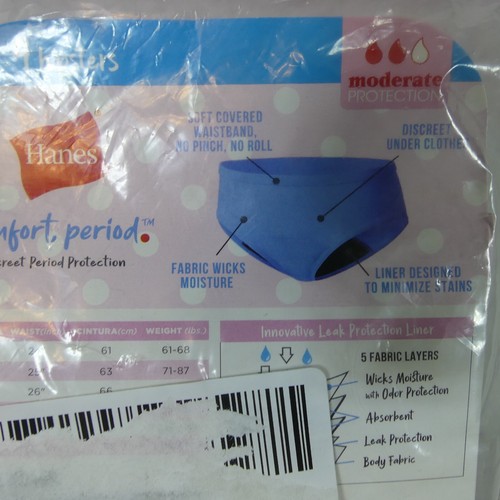 Hanes Period Underwear Girls 8 Hipsters Moderate Protection 3 Pairs - Picture 6 of 10