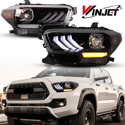Pair Black Headlights For 2016-2019 Toyota Tacoma/20-23 Tacoma SR