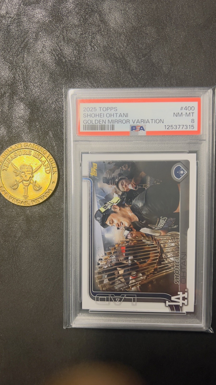 Shohei Ohtani 2025 Topps Golden Mirror Variation Image #400 SSP PSA 8 Dodgers