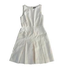 J.Crew 365 A-line Dress Pleated Structured Linen Sleeveless Cream Size 2P