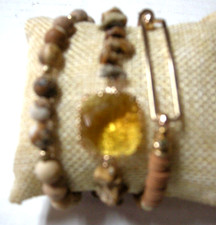 Bracelets, Brown Beads, Stretchable, 3 Pieces, Brand New