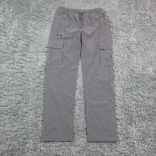 Under Armour Icon Woven Cargo Track Pants Boys Youth Large Gray 28x28.5 NWT