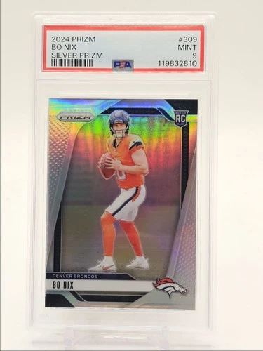 BO NIX 2024 PANINI PRIZM ROOKIE FOOTBALL SILVER BRONCOS D RC PSA 9 Q0004