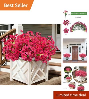 Vibrant 20-Piece Fuchsia Faux Flowers Set   Perfect for Outdoor and Indoor Decor
