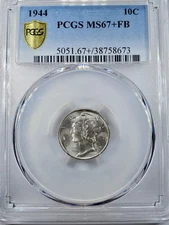 1944 Mercury Dime | PCGS MS67+FB | PLUS GRADE FULL BANDS TRUE VIEW GOLD SHIELD🛡