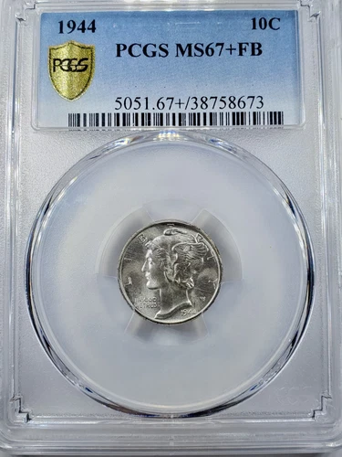 1944 Mercury Dime | PCGS MS67+FB | PLUS GRADE FULL BANDS TRUE VIEW GOLD SHIELD🛡