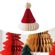 Christmas Honeycomb Santa Hat Xmas Paper Hat for Party Celebration Home Yard