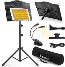 Donner DMS-1 Metal Sheet Music Stand 17 10.7 inch With Light Portable Carry Bag