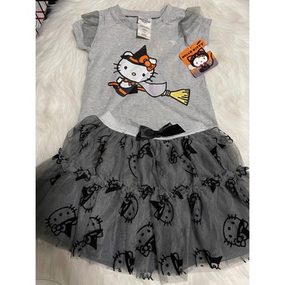 Hello Kitty Halloween Witch Little Girls Black Tutu Skirt  Size 4 NEW