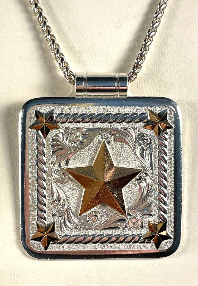 Montana Silversmiths Roped Star吊坠项链银色和金色电镀 — 第 2/4 张图片