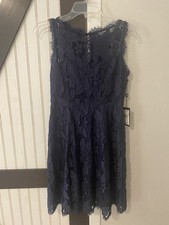 NWT Navy Adrianna Papell Lace Sheath sleeveless Dress size 2 Retailed $190