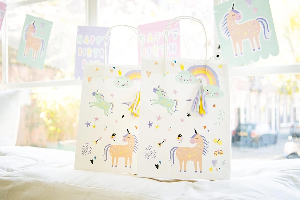 -Unicorni 68315 Sacchetti Regalo Unicorns & Rainbows-6 Pezzi, Multicolore, Cm - Immagine 3 di 4