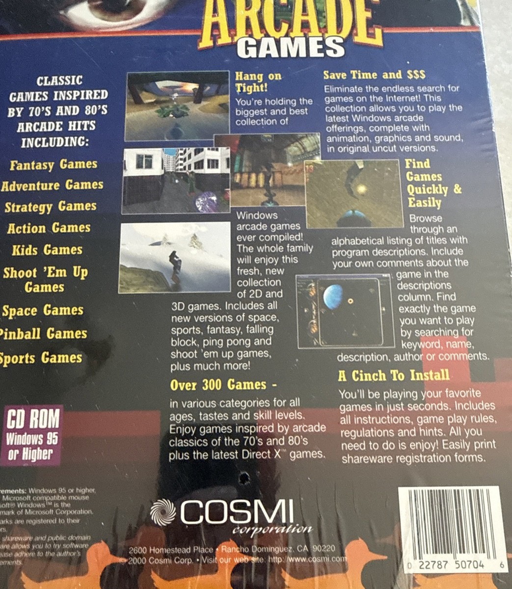Vintage 300 Arcade Games PC Game Sealed Box CD ROM Windows 95 Or