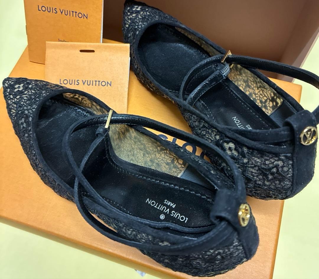 LOUIS VUITTON Pumps Heel Lace Black EU37.5/US7.5 120390c thumbnail 3