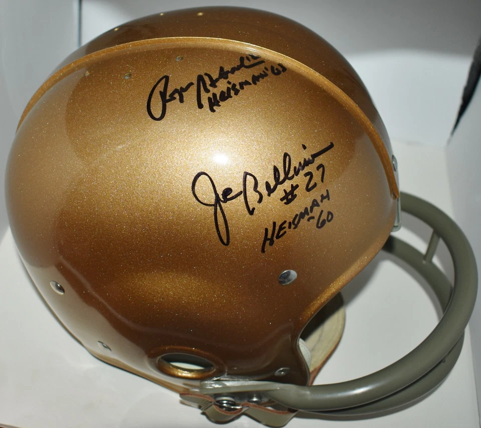 ROGER STAUBACH JOE BELLINO SIGNED FULL SIZE RK HELMET NAVY 60, 63 HEISMAN JSA - Image 2 of 4