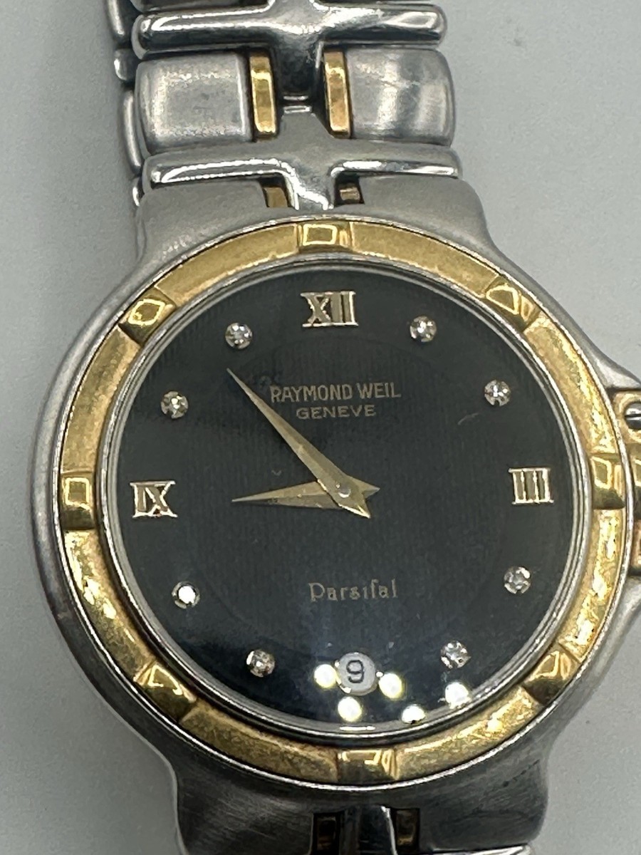 Raymond Weil Parsifal Black Dial Two Tone Quartz Watch Ref 9190