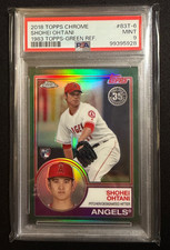 Shohei Ohtani RARE ROOKIE RC GREEN REFRACTOR /99 SSP TOPPS CHROME NON AUTO PSA 9