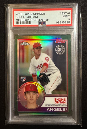 Shohei Ohtani RARE ROOKIE RC GREEN REFRACTOR /99 SSP TOPPS CHROME NON AUTO PSA 9