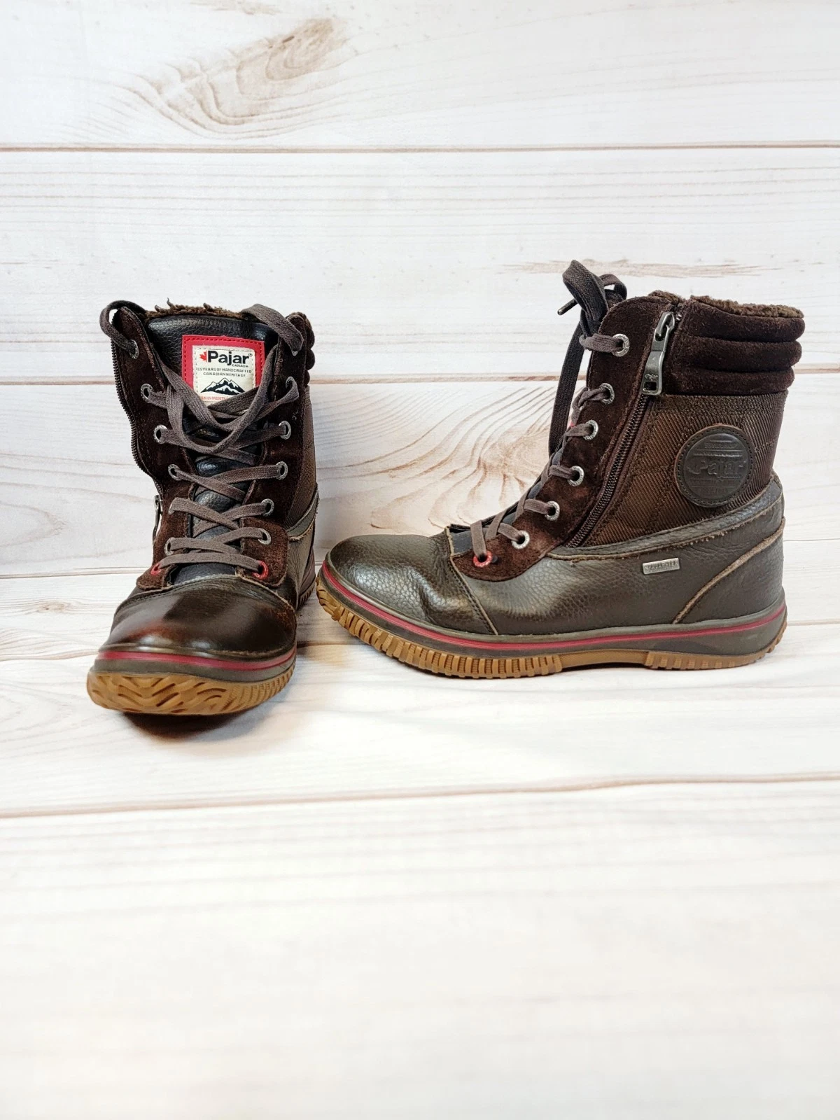 Pajar Winter Snow Boots Sz 9.5 Mens Fur Lined Waterproof -22F Brown Leather EU42