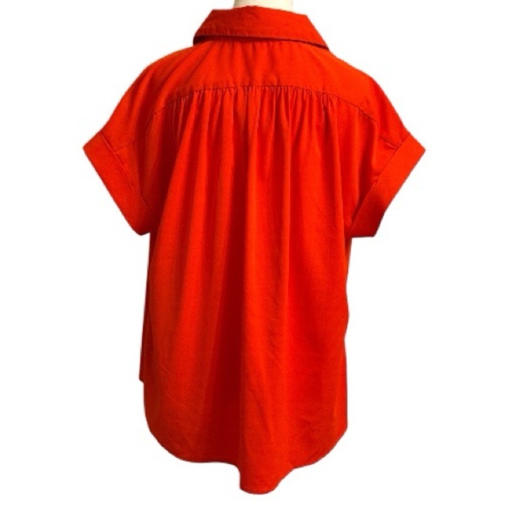 Entro Bright Orange Collared Button-Front Blouse … - image 4