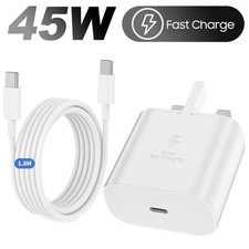 45W Super Fast Charger Adapter Plug & Type USB C Cable For Samsung Galaxy Phones