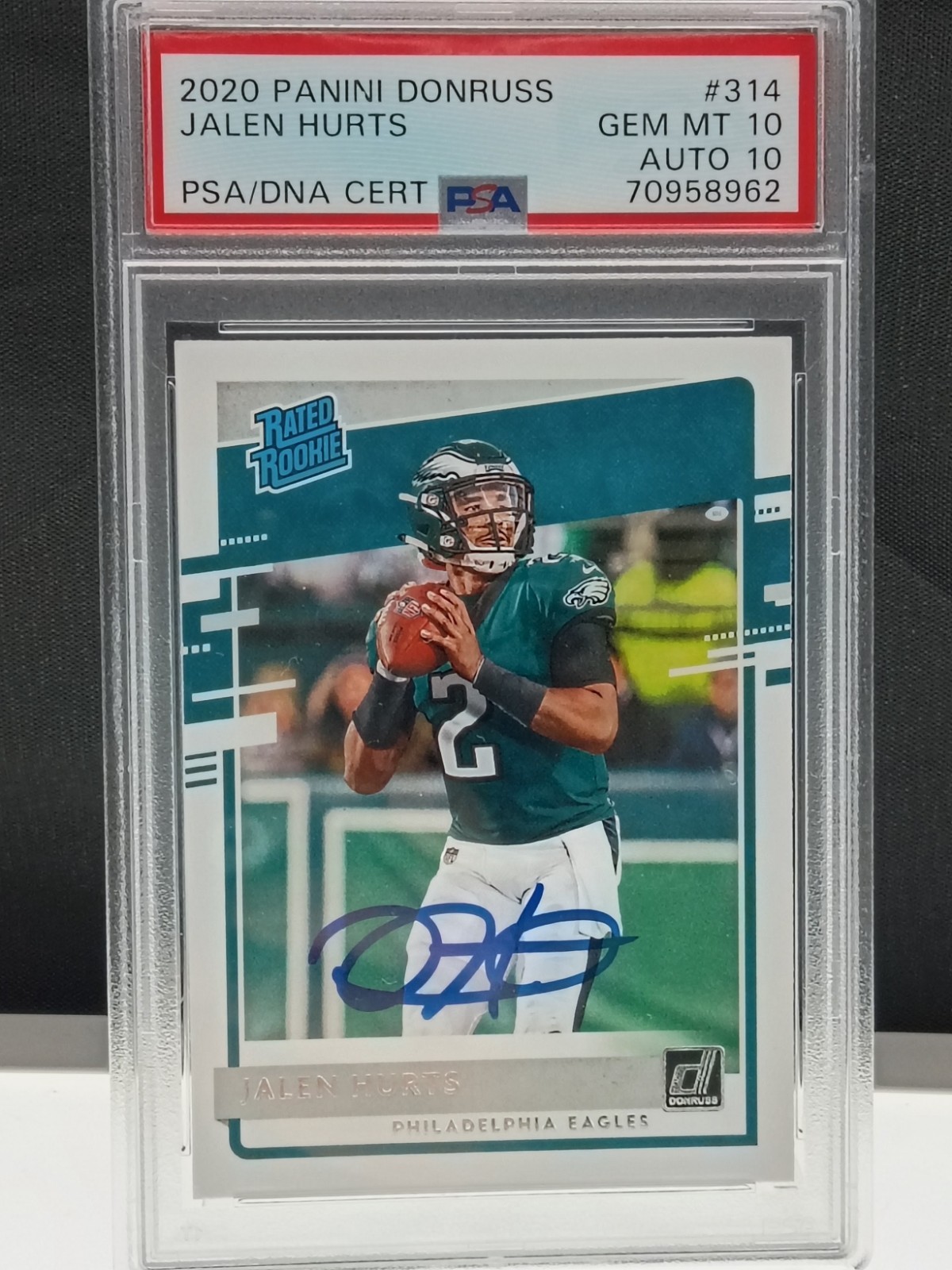 *PSA/AUTO 10/10*  2020 Panini Donruss - Rated Rookie Jalen Hurts #314 (RC) view 2