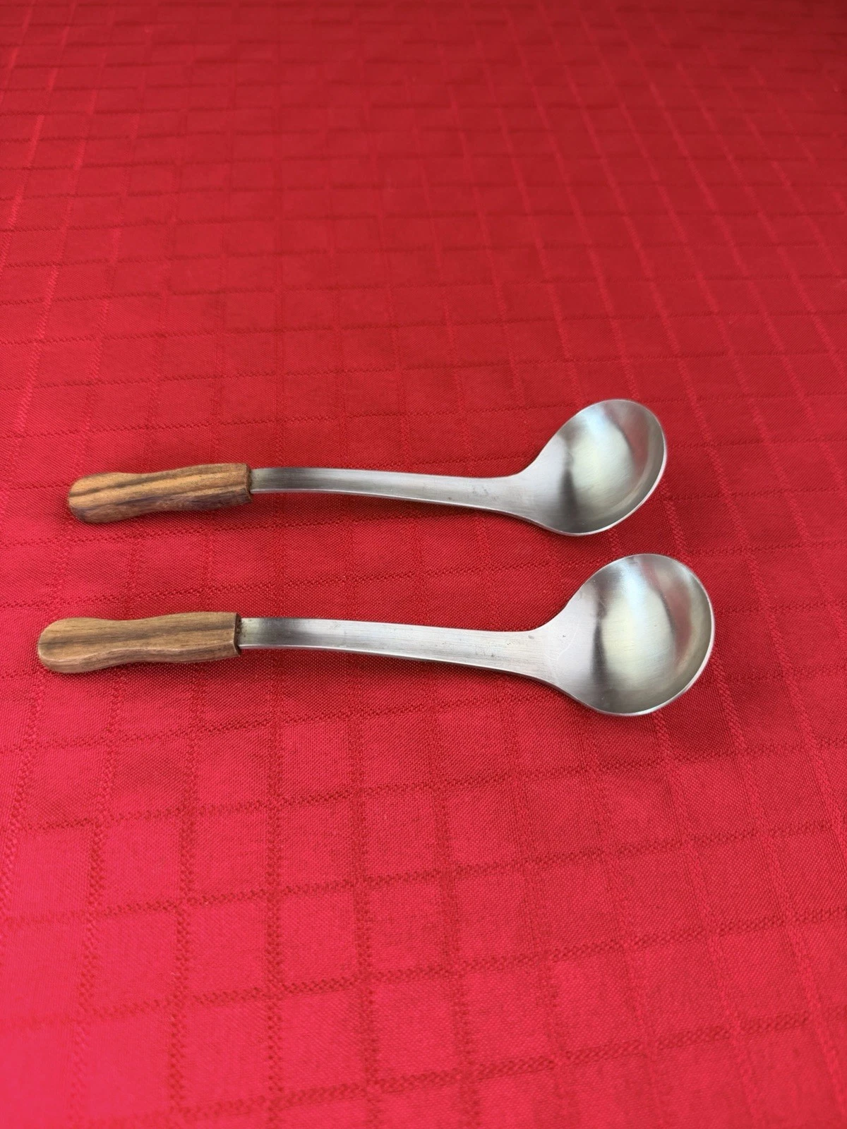 Pair Vtg Danish Modern Style Sauce Ladles Teak & Stainless Japan 6.5" MCM
Opens in a new window or t