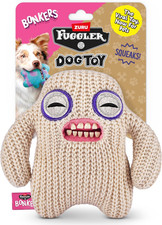 Fuggler Mr Needles Squeaky & Plush Dog Toy for Playtime, Cream, 8 Inches