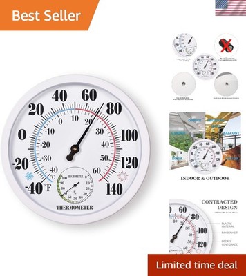 Large 10-Inch Waterproof Thermometer   Battery-Free Convenience for All Climates