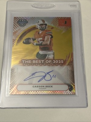 2025 Bowman U Best Carson Beck Gold Auto /50 On-Card Miami BOA-CBE