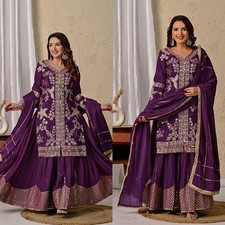 NEW INDIAN PAKISTANI WOMEN SHARARA PLAZZO KURTI PLAZZO PANT SALWAR KAMEEZ SUIT