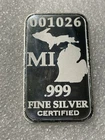 1/2 Troy Oz .999 Fine Silver Michigan State Bar- Federated Mint Read Description