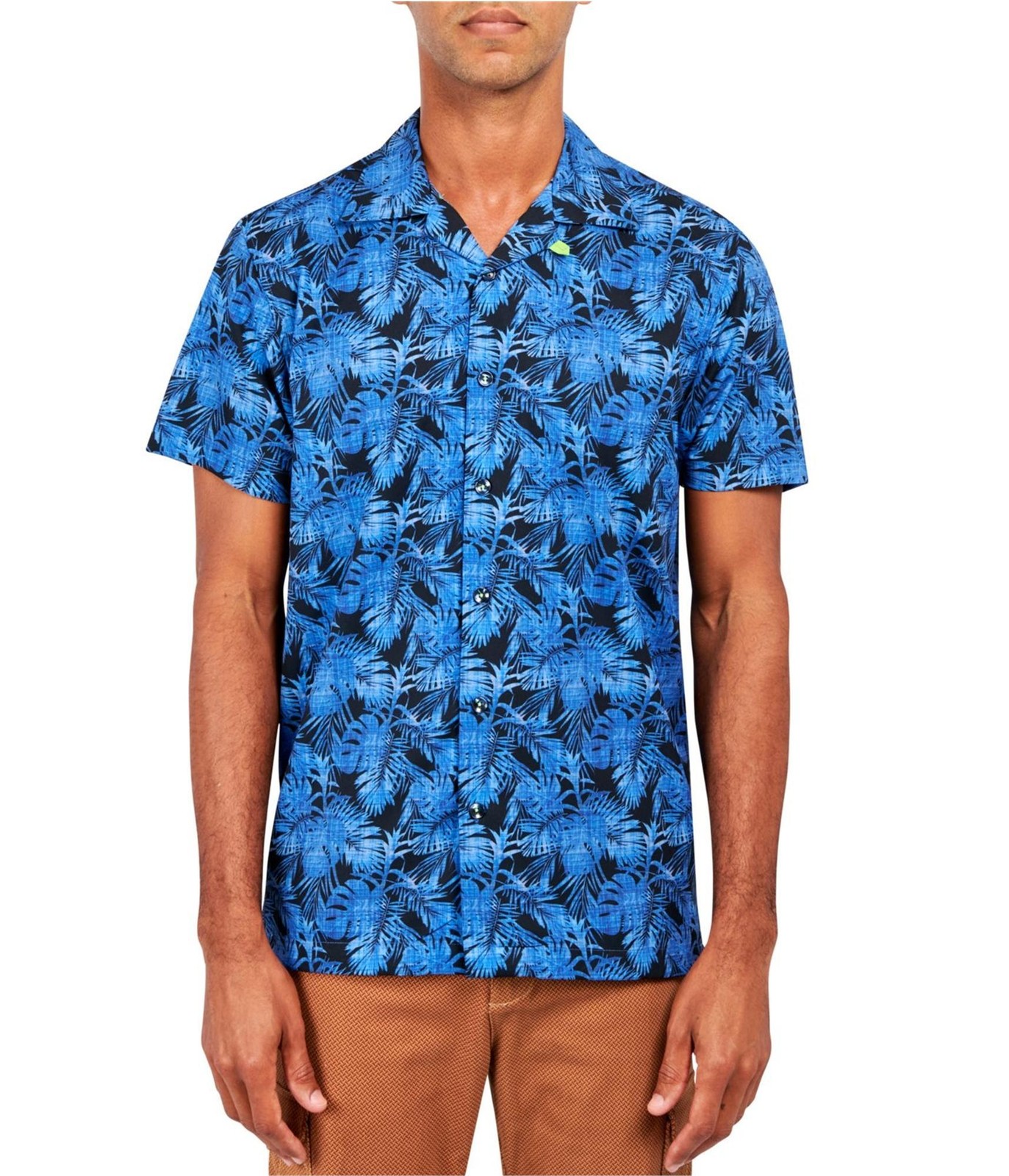 Society of Threads Mens Floral Button Up Shirt, Blue, XX-Large