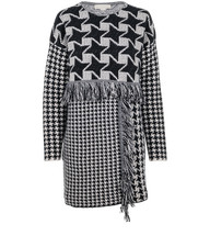 Stella McCartney Dogtooth Midi Dress Womens 8 Black White Wool