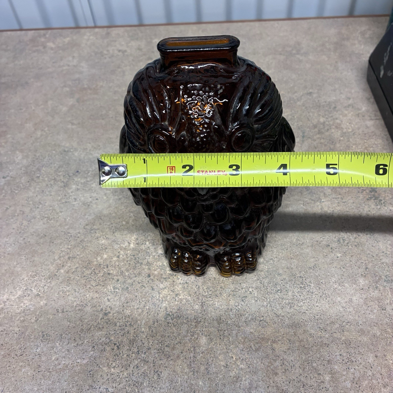 Vintage Wise Old Owl Amber Glass Bank Figurine