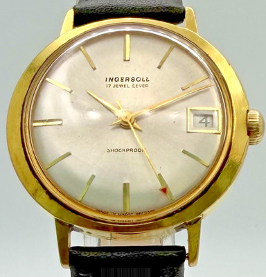 Vintage Ingersoll 17 Jewel 33mm Date Watch Smiths Cal 627 Gold Plated 10 Microns