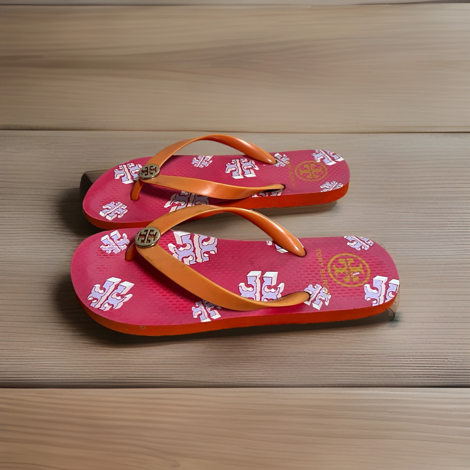 Tory Burch Flatform Platform Solid Orange Beach T… - image 2