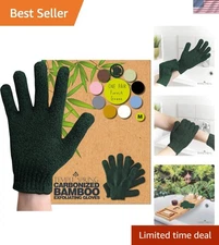 Forest Green Exfoliating Gloves - Natural Bamboo Body Scrubber