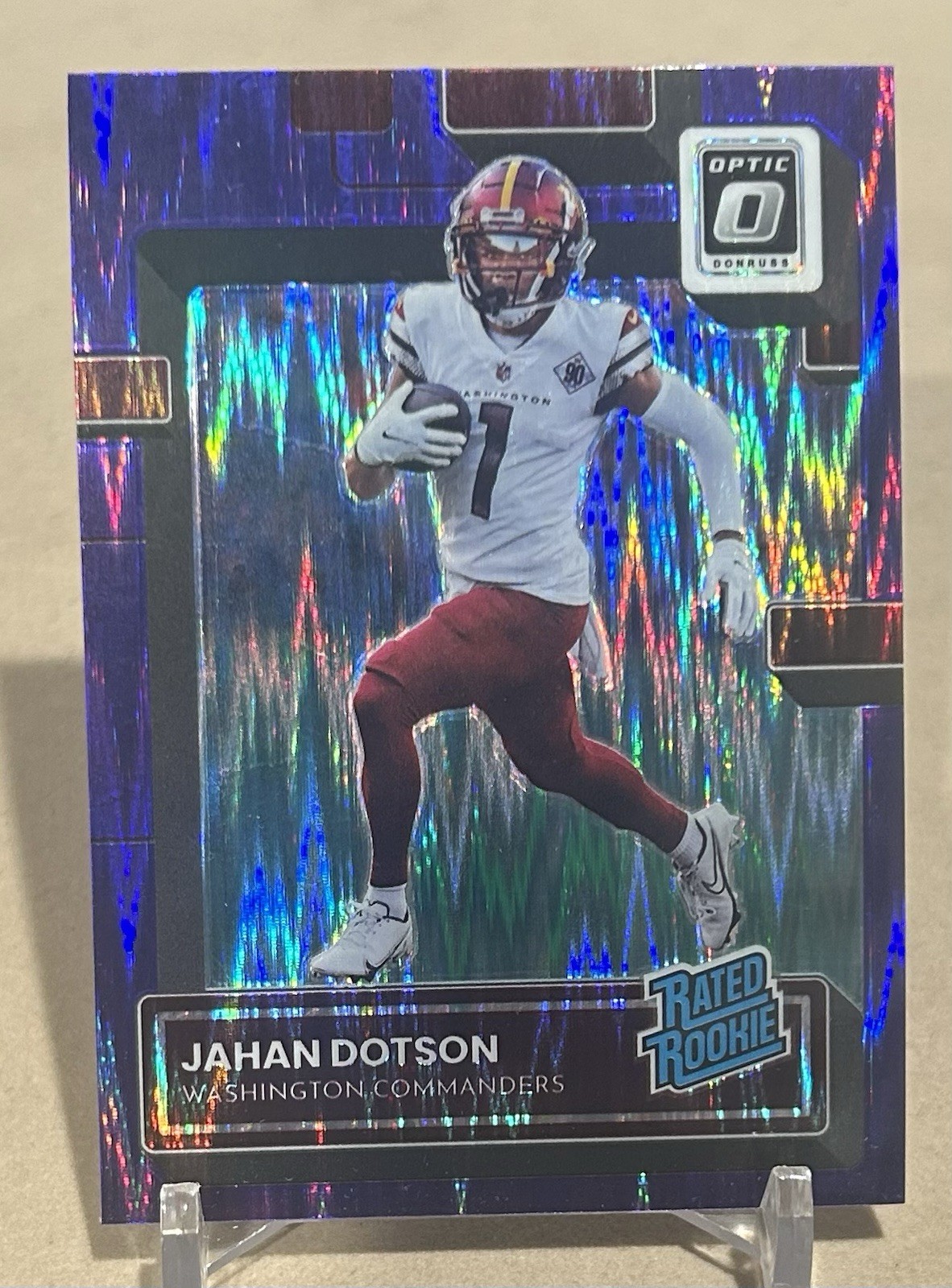 2022 Panini Donruss Optic Jahan Dotson Rated Rookie Purple Shock Prizm #210
