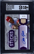 2022 Leaf Lumber Pete Rose Game Used BAT Signature PURPLE /15 SGC 10 w/10 AUTO