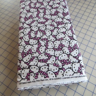 By The Yard, Hello Kitty Packed Faces ~ $3.99 Ships ANY Amount Of Cotton Fabric
