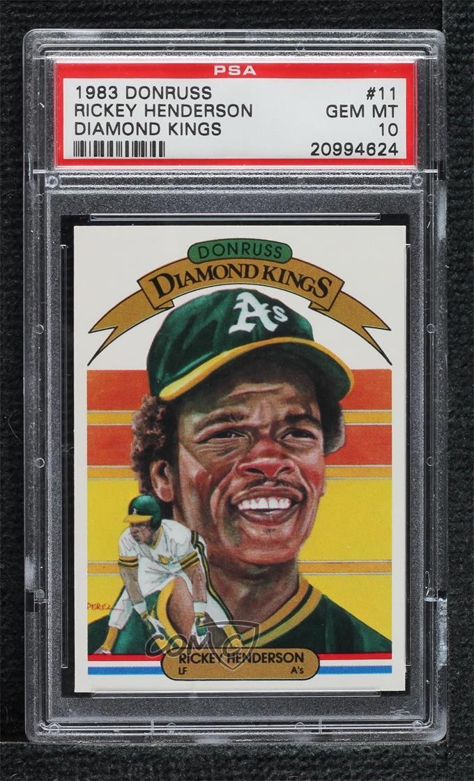 1983 Donruss Diamond Kings Rickey Henderson #11 PSA 10 GEM MT HOF 0jp
