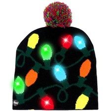 LED Christmas Hat, Light Up Christmas Hat Christmas Beanie 6 Colorful Lights ...