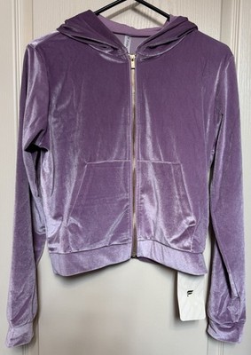 FABLETICS Womens Size XS Donna Velour Bright Lilac Full Zip Hoodie  Disco NWT