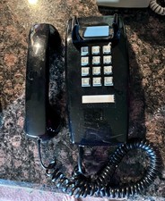 Vintage Cortelco Black Corded Push Button Wall Telephone, Model T-3321VI
