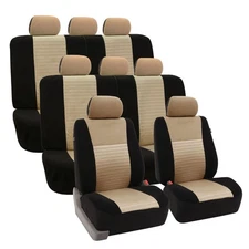 FH Group Universal Fit 8 Seater Cloth Car Seat Covers for SUV Van Truck - 3 Row