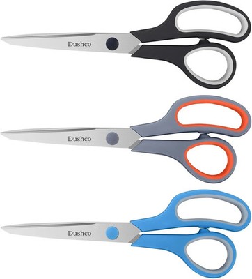 3-Pack 8'' Heavy Duty Scissors with Ultra Sharp Blades and Comfort Grip Home