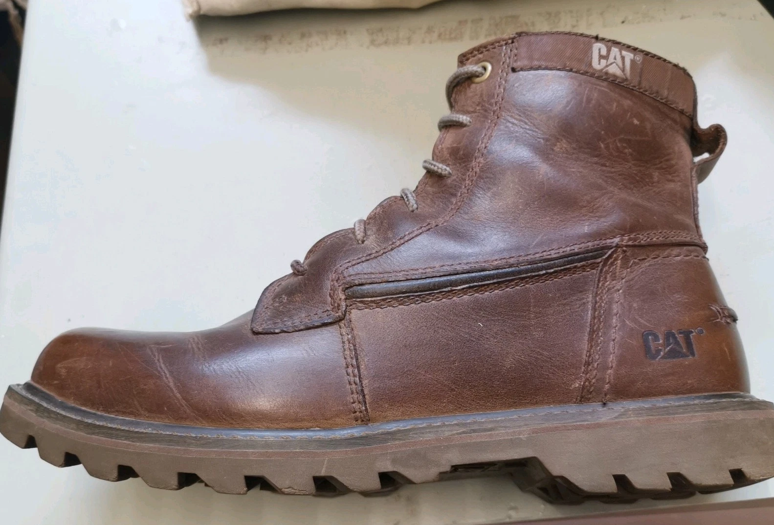 Men Caterpillar Brown Soft Toe Waterproof hi Boot 45/11.
